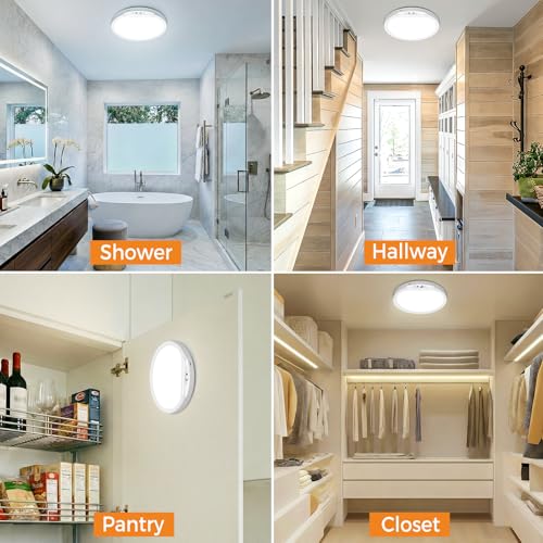 slochi Rechargeable Motion Sensor Ceiling Light, 8000mAh 5 Color Ceiling Lights Battery Operated Magnetic Wireless with Remote, Dimmable&Timer Sensor Lights for Hallway Cupboard Loft Garage-20CM