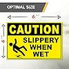 2x Floor Slippery When Wet Caution Sign - Self Adhesive Sticker - (A5) 150x200mm (HS7-503829