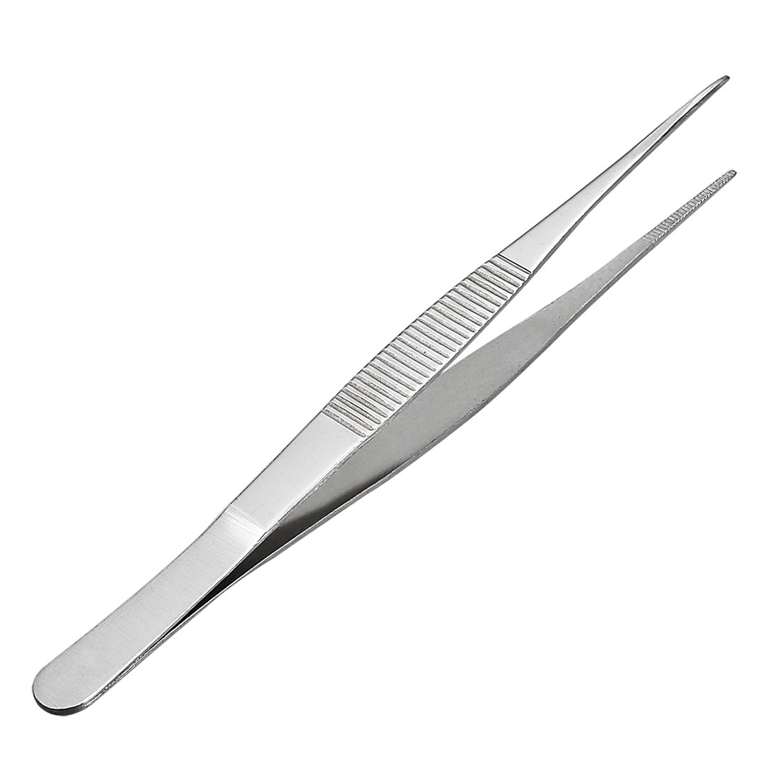 Sourcingmap 7-Inch Stainless Steel Straight Pointed Tweezers with Serrated Tip Daily Garden Tool