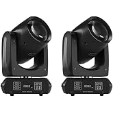 MINGJIE 160W Moving Head Beam Light, DMX DJ Stage Light | 18-Facet Prism, 12 Gobos &amp; 15 Colors, Sound Activated LED Beam Effect for Clubs, Bars, Parties and Stage Shows, 2 Pcs