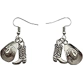 Western Country Cowboy Hat Earrings, Boot and Hat Charm, Farm Lover, Original Jewelry
