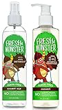 Fresh Monster Toxin-free Hypoallergenic Kids Detangler Spray & 2in1 Shamoo & Conditioner, Coconut, 2Count, 8 oz