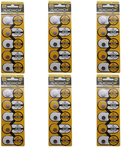 eCoreCell (30pcs) CR1025 5033LC 3V 3 Volt Lithium Single Use Non-rechargeable Button Coin Cell Battery