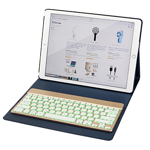 iPad Pro 12.9 Case with Keyboard, iEGrow F16S+ 7 Color Backlit Keyboard