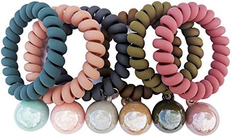 Spiral Hair Ties,Phone Cord Hair Ties (6pcs,Multi-colored)