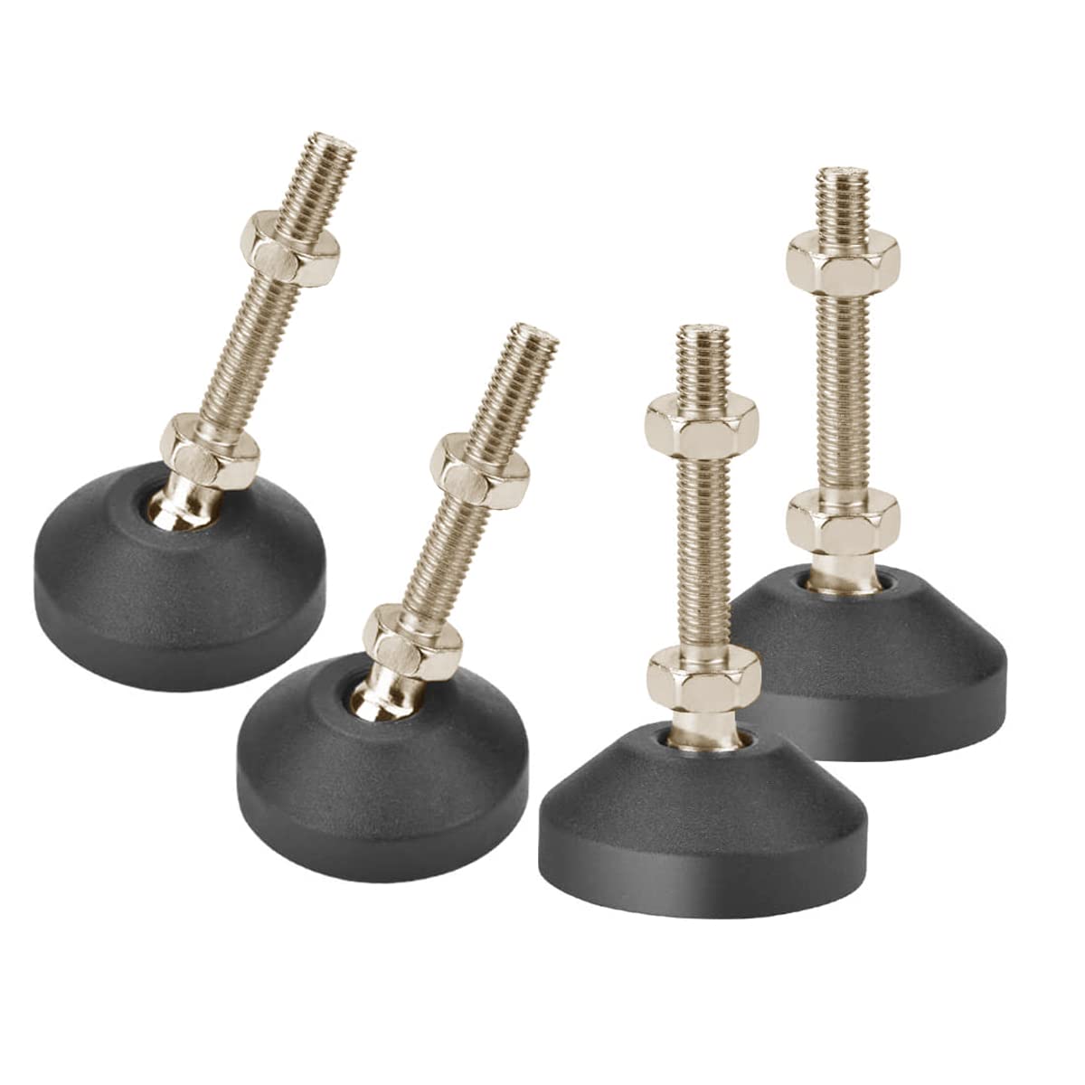 Drenky Adjustable Feet Height M8 x 80 mm Furniture Feet, 4 Pack, Stainless Steel + ABS, Heavy Duty, Modern Style, 30° Tilt, 360° Rotation, Screw-In, Stabilisation & Height Adjustment