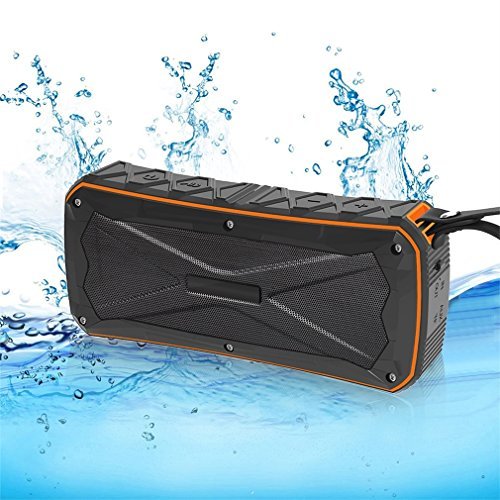 Bluetooth Speaker,POWERIVR Outdoor Sports Portable IPX6 Waterproof Bluetooth Speaker 4.1,Built in Mic,Enhanced Bass Sound,Double Horn Hands-Free Water Resistant Speaker (Orange)