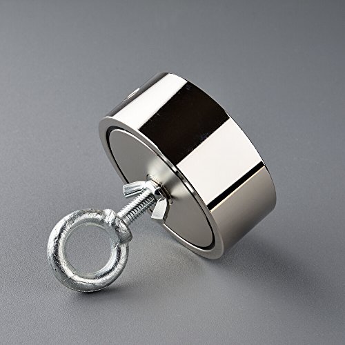 Mutuactor Combined 1100LBS Double Sides Vertical Magnetic Pull Force Neodymium Recovery Salvage Magnet with M10 Eyebolt