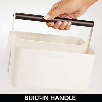 mDesign Badezimmer Aufbewahrungsbox Korb aus Kunststoff mit Metallgriff