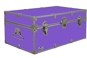 C&N Footlockers - Full-Size Happy Camper Trunk - #1 Summer Camp Trunk - Made in the USA - Steel Footlocker with Lid Stay - 32 x 18 x 13.5 Inches (Lilac)
