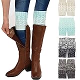 DEESEE(TM) 1 Pair Women Crochet Knitted Stocking ButtonBoot Leg Cuffs Trim Socks