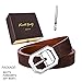 Kamots Beauty Designer Casual Reversible Wide Rotated Silver Buckle to Reverse from Light Brown to Dark Skinny Waist Dress Fine Faux Texture Leather Jeans Belts for Women Mother's Day