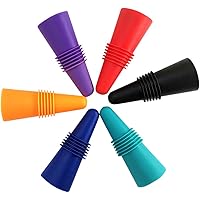 6PCS Wine Stoppers, AK1980 Silicone Reusable Sparkling Wine Bottle Stopper and Beverage Bottle Stopper with Grip Top for…