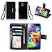 IZENGATE Wallet Case Designed for Samsung Galaxy S5 - PU Leather Flip Cover Folio with Stand (Black)