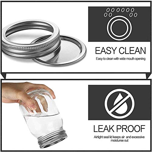 Mason Jar Lids,Regular Mouth Canning Lids, Canning Jar Lids with Silicone Seals Rings，Split-Type Lids Leak Proof and Secure Canning Jar Caps (Regular Mouth,12PCS)