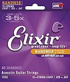 Elixir Strings Acoustic Guitar Strings, 12-String, Light NANOWEB Coating