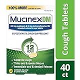 Mucinex DM 12-Hour Expectorant and Cough Suppressant Tablets, 40 Count