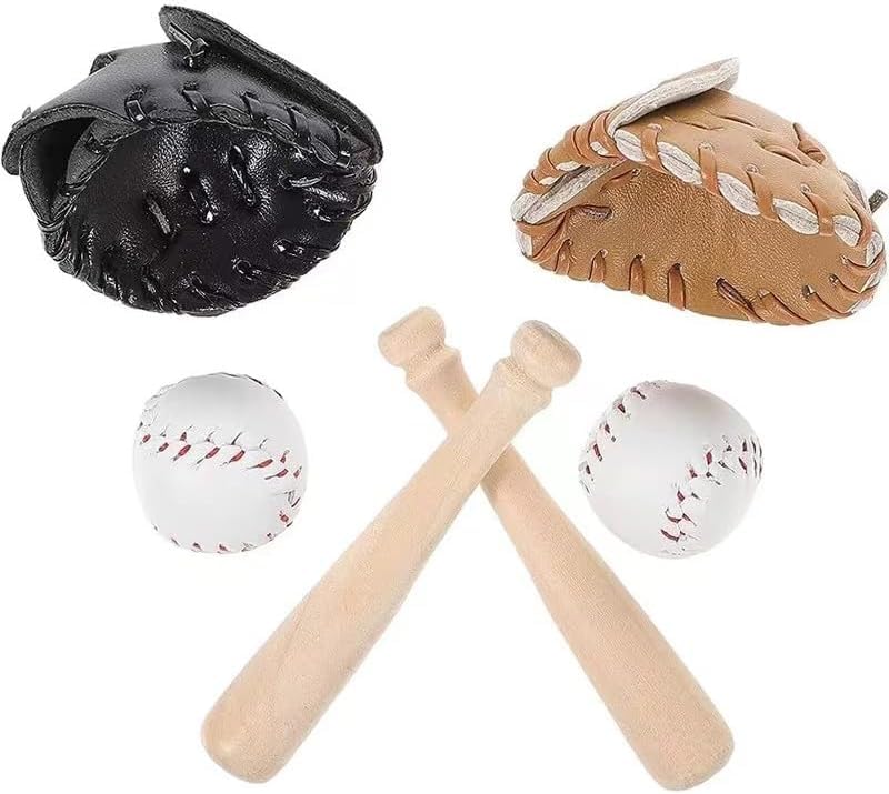 Photo 1 of 1/12 Scale Miniature Baseball Set (Bat, Glove and Ball),Black Cake Toppers and Dollhouse Accessories,Mini Sports Decor for Desktop Display, DIY Crafts and Collectible Figurines