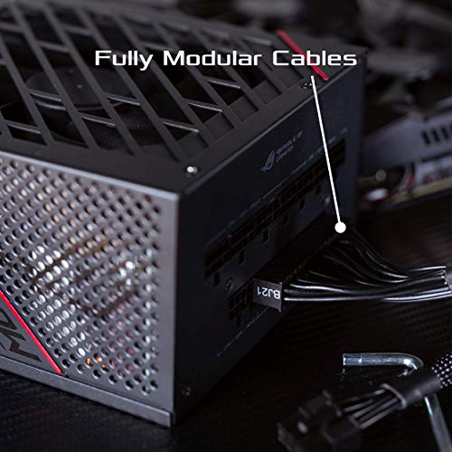 ASUS ROG Strix 550W Gold PSU, Power Supply (ROG heatsinks, Axial-tech Fan Design, Dual-Ball Fan Bearings, 0dB Technology, 80 Plus Gold Certification, Fully Modular Cables, 10-Year Warranty)