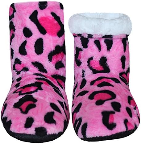 FRALOSHA Women Leopard indoor shoes home indoor Non-slip boots Floor Shoes Lady Winter Indoor Soft Household Plush long boots