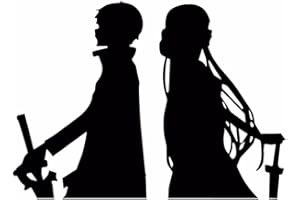 Kirito and Asuna Posing Silhouette - Vinyl 4" Tall (Color: Black) Decal Laptop Tablet Skateboard car Windows Stickers - by So Cool Stuff