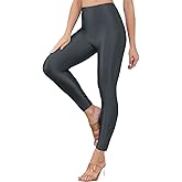 Sghenr Womens Shiny High Waisted Neon Smooth Pants Disco Party Rave Tights Elastic Skinny Comfy Lightweight Leggings