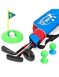 Best Choice Products Juego de golf para niños de 13 piezas con 3 clubes, 3 bolas, camisetas, agujeros y bolsa de transporte, multicolor