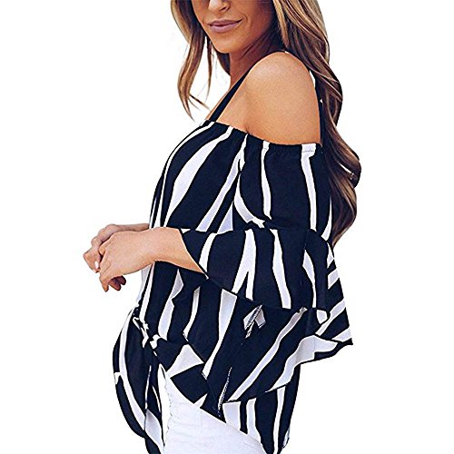 Off Shoulder Shirt for Women,SMALLE◕‿◕ 2019 Summer Women's Simple Tie Knot Casual Sling Off Shoulder Shirt Dark Blue