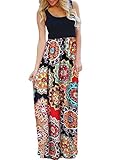 OURS Maxi Dress for Women Ladies Casual Ethnic Flower Dresses (X-Pattern2, XL)