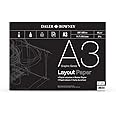 Daler-Rowney Graphic Series 45gsm A3 Layout Paper Pad Glued 1 Side, 80 White Sheets, Ideal for Professional Artists & Students