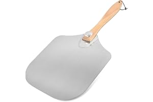 Luvan Aluminum Metal Pizza Peel with Foldable Wooden Handle,12x14 Inch Aluminum Pizza Peel,Pizza Paddle Foldable Pizza Peel Pizza Spatula Paddle Pizza Spatula for Oven,Baking Homemade Pizza Bread