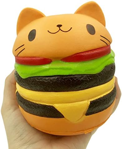 Jumbo Slow Rising Squishies โ This Cute Jumbo Cat Burger is Scented. Perfect Toy for Stress Relief and Fun for both Kids and Adults!