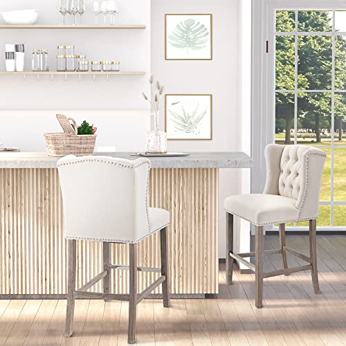 Counter Height Bar Stools Set of 2, Upholstered 26.75" Seat