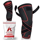 Athledict Knee Brace Compression Sleeve with Strap for Best Support & Pain Relief for Meniscus Tear, Arthritis, Running, Basketball, MCL, Crossfit, Jogging, Post Surgery Recovery for Men & Women, L