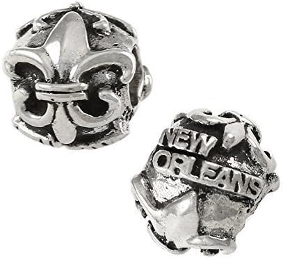 New Orleans, LA - Fleur de Lis - 925 Sterling Silver Charm Bead - Fits European Charm Bracelets like Pandora