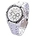 Fanmis Mens Quartz Analog Display Stainless Steel Watches Casual White Dial Waterproof Wrist Watch