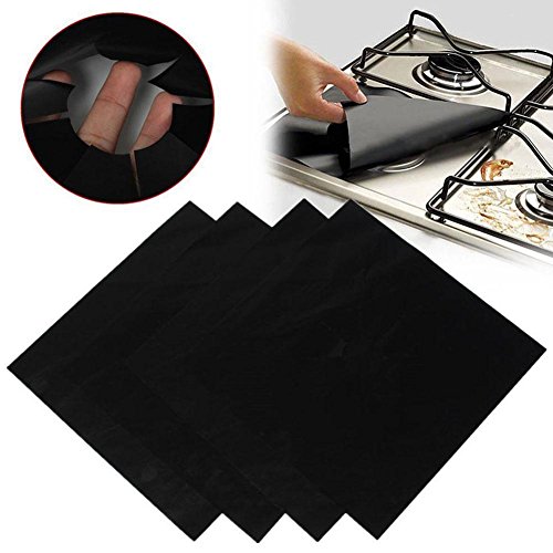 C-Pioneer 4pcs Reusable Aluminum Sheet Gas Range Stove Top Burner Protector Liner Cover - Thumbnail 6