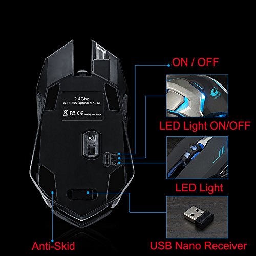 Boofab Rechargeable X7 Gaming Mouse Wireless [7200 DPI] [Programmable] [Breathing Light] Ergonomic Game Computer Mice RGB Gamer Desktop Laptop PC Gaming Mouse for Windows - Thumbnail 4