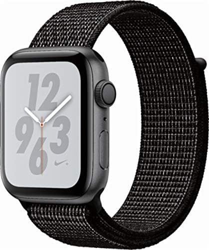 Apple Watch Series 4 (GPS only) Aluminum Case Compatible with iPhone 5s and Above (Nike+ Edition Space Gray Aluminum Case with Black Nike+ Sport Loop, 44mm)
