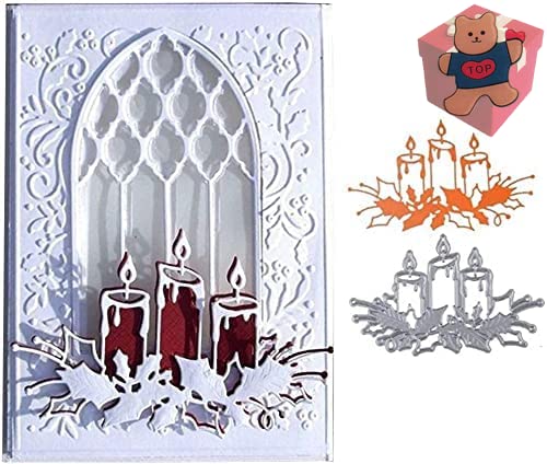 Candle Metal Die Cuts, Cute Candle Cutting Dies Cut Stencils for DIY Scrapbooking Album Decorative Wedding Invitation Paper Dies Card Making, Matte Platinum