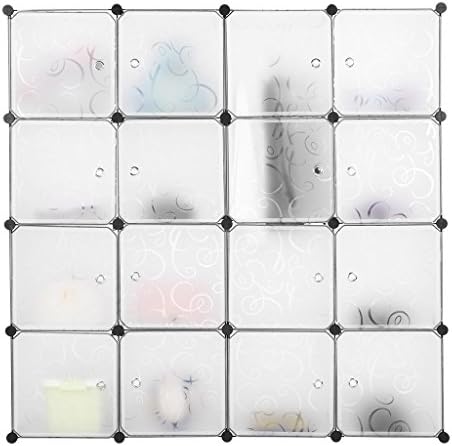 ZideTang 16-Cubes DIY Modular Shelving Storage Cube Organizing Closet with Doors Color White