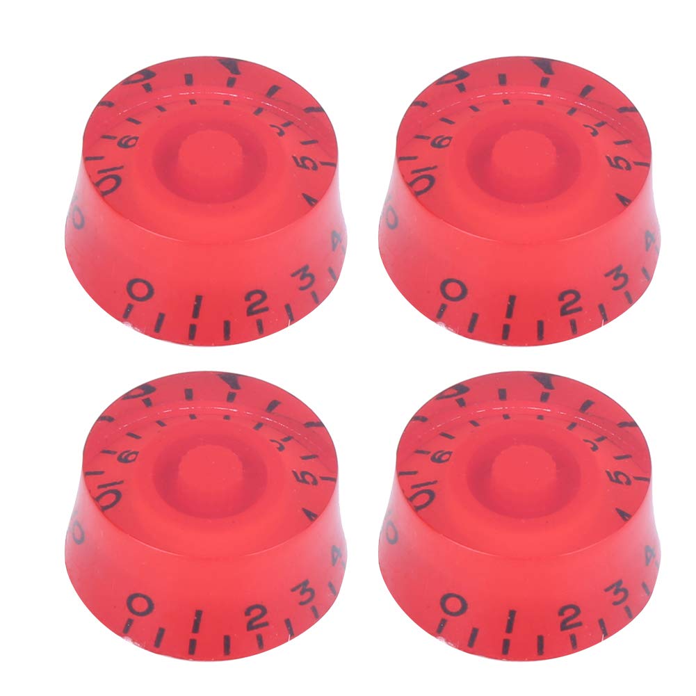 4Pcs Guitar Control Volume Knobs Electric Guitar Potentiometer Hat Music Instrument Accessory (Black on Red)