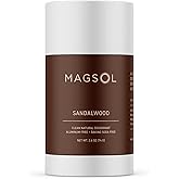 MAGSOL Magnesium Deodorant for Men, Aluminum Free, Baking Soda Free Natural Deodorant for Sensitive Skin, Long Lasting Odor Protection with Sweet Almond Oil, Sandalwood 2.6 oz
