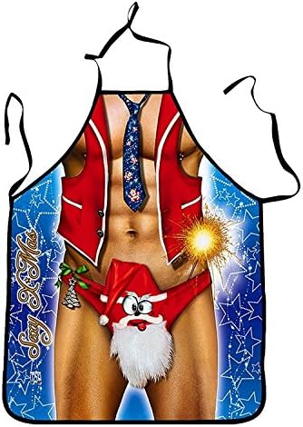HEYUHUI Sexy X-Mas Man-Sexy Funny Kitchen Aprons for Cosplay Parties, Pretend Play