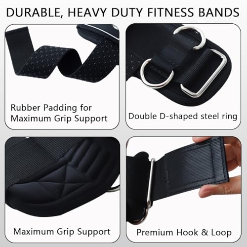LINSTER Lifting Straps Strength Training with D-Rings, Robust Thick Comfortable Gym Lifting Straps with Neoprene Padded, Non-Slip 2-in-1 Lifting Straps for Weightlifting and Pulley Machine