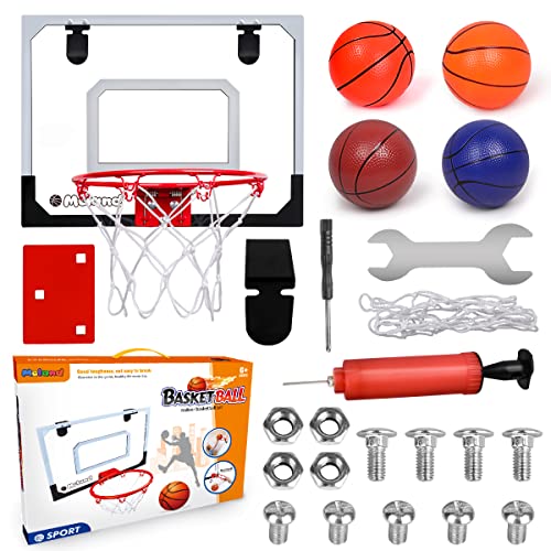 Meland Basketball Hoop Indoor Mini Basketball Hoop for Door with 4