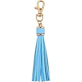 MSCFTFB 10pcs Tassel Purse Charm,Leather Keychain,Key Chain for Car Keyring Purse Accessory Bag Charm Gift for Mom(Sky Blue)
