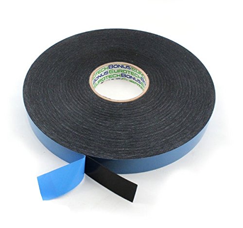 BONUS Eurotech 2BF42.61.0025/010A# Double Sided Self Adhesive Foam Tape, Acrylic Based Adhesion On Both Sides, Width 25 mm, Length 10 m, Foam, Total Thickness 0.8 mm, Black