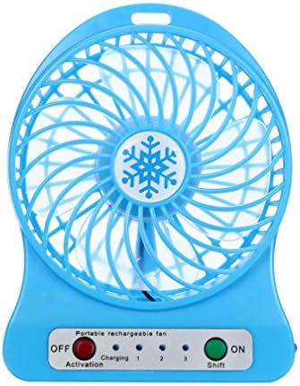 Sunnydays Portable Rechargeable LED Light Fan Air Cooler Mini Desk USB 18650 Battery Fan (Blue)