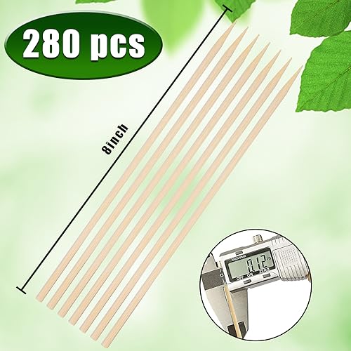 HANSGO 280PCS Candy Apple Skewers Bulk, Bamboo Sticks 8Inch Semi-point Sticks Corn Dog Sticks Lollipop Sticks Sausage Meat Fruit Chocolate Fountain Skewers